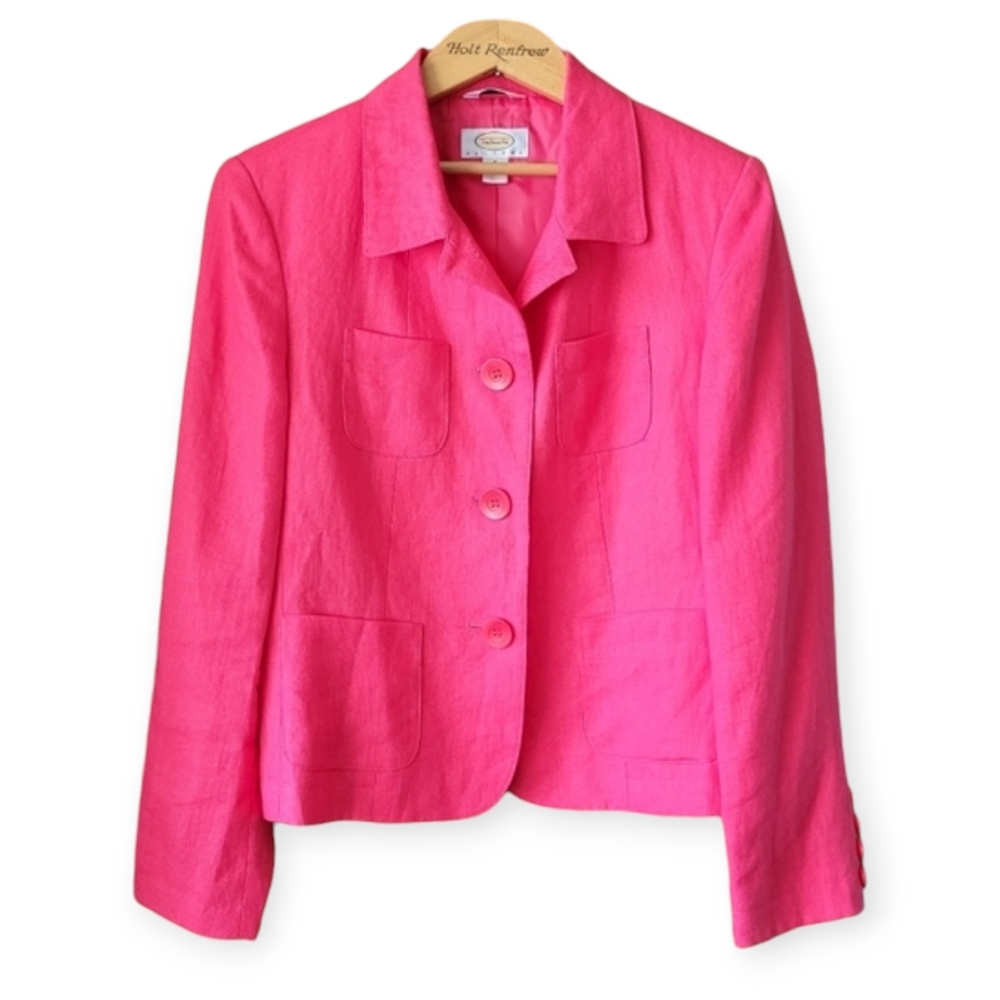 Vintage Talbots Irish Linen Blazer in Watermelon Pink size 6 petite